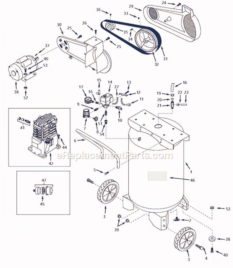 Page A Diagram and Parts List for VT559505 2004 Campbell Hausfeld Compressor